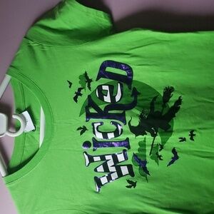 Halloween Short Sleeve Green Tee Shirt Size 4-6 Shiny Witch Bats New Wicked T